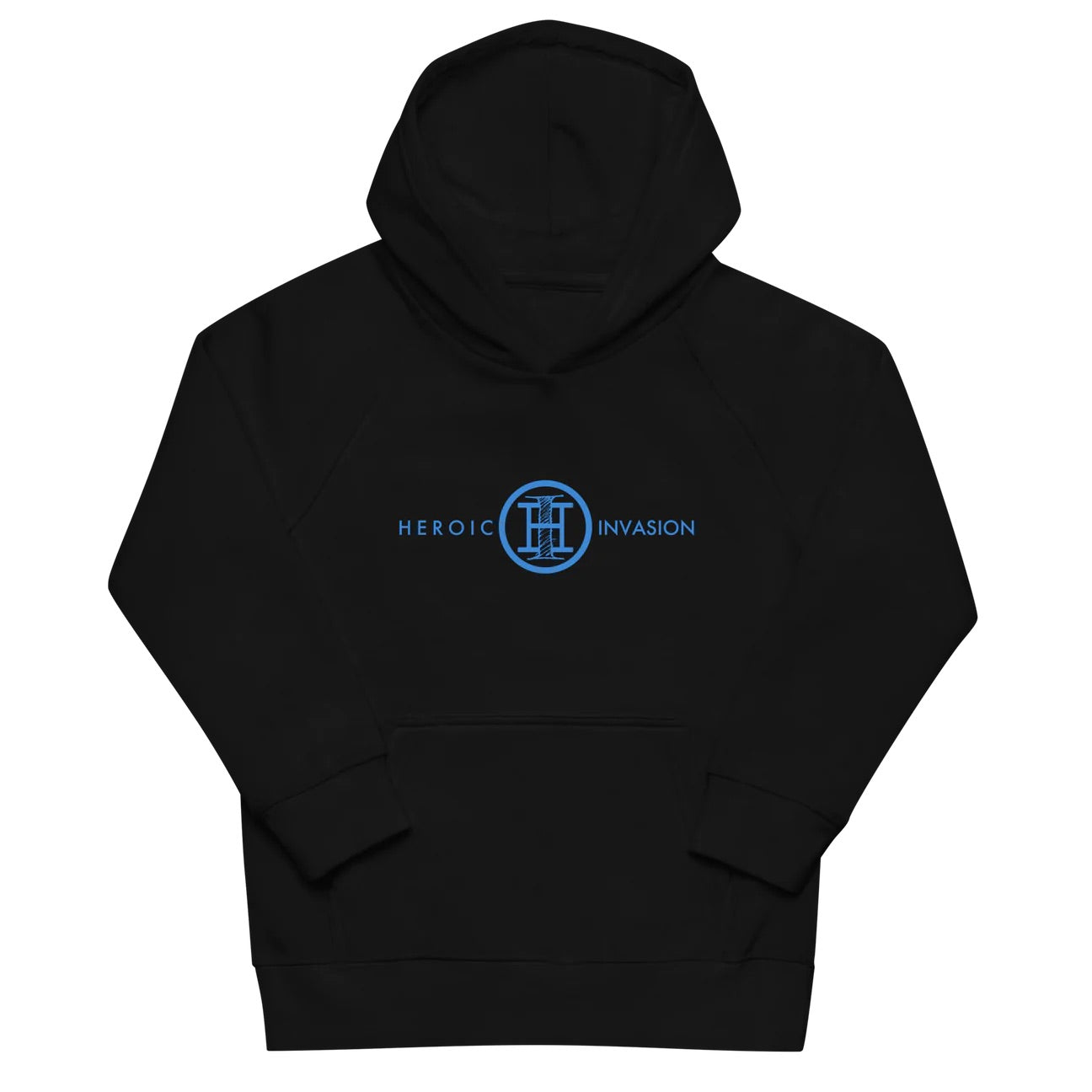 Heroic Invasion Youth Black Classic Hoodie - Blue Logo