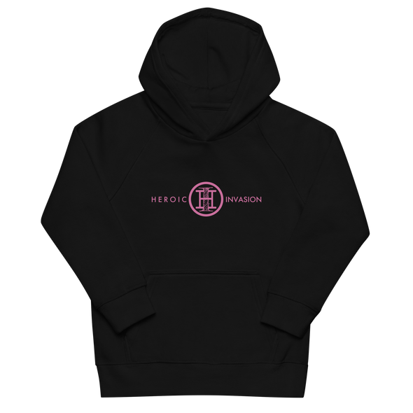 Heroic Invasion Youth Black Classic Hoodie - Pink Logo