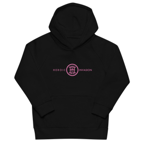 Heroic Invasion Youth Black Classic Hoodie - Pink Logo